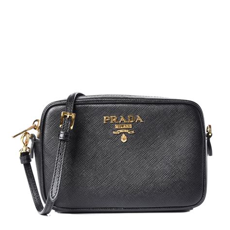 prada saffiano camera bag black|authentic prada saffiano bag.